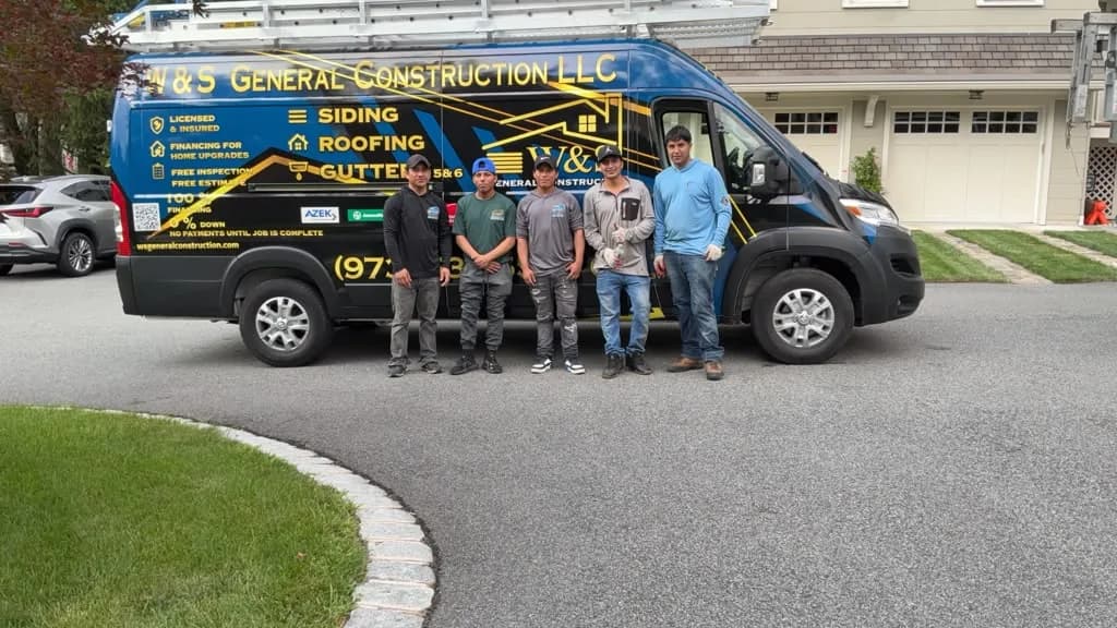 The W&S General Construction team in front of their branded work van, Newark NJ